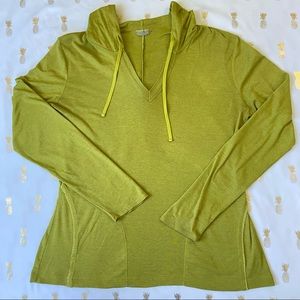 Athleta Green Pullover Hoodie with Ruffle Trim